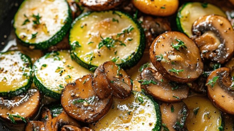 easy vegetable side dish garlic butter zucchini healthy low carb sides sautéed zucchini and mushrooms vegetarian skillet recipe zucchini mushroom recipe 