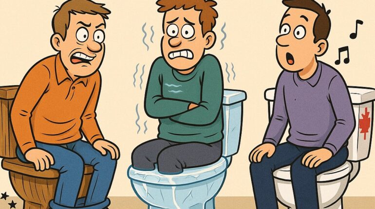 funny bathroom humor funny toilet story hilarious Canadian joke hilarious toilet shopping story joke about buying toilets O Canada toilet three guys toilet joke 