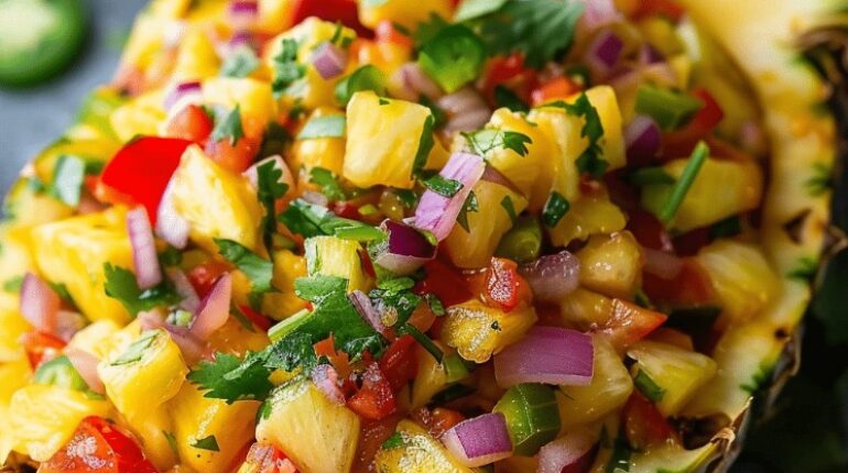 easy pineapple salsa recipe healthy pineapple salsa homemade salsa with pineapple pineapple salsa pineapple salsa for tacos summer salsa recipes tropical pineapple salsa 