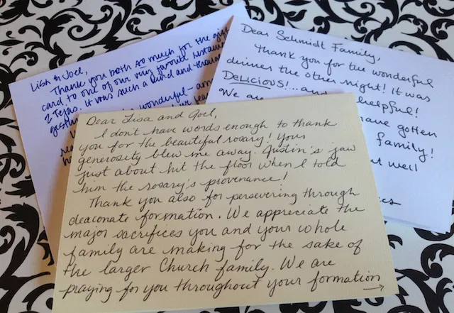 Handwritten notes from loved ones