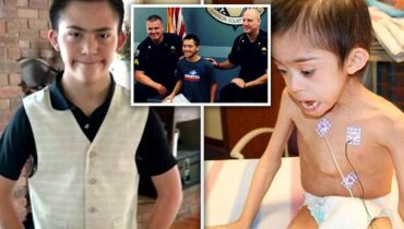 Boy with Down syndrome found starving and locked in attic is reunited with officers who rescued him