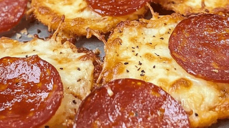 cheesy pizza appetizer crispy cheese chips customizable pizza snack easy holiday snacks keto pizza chips kid-friendly low-carb recipe leftover ham recipe idea low-carb snack idea pizza chips recipe quick party bites 