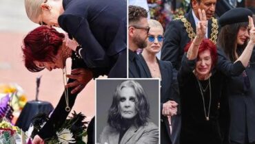 Birmingham tribute Black Sabbath legacy celebrity guests Elton John tribute global mourning heavy metal icon Metallica James Hetfield music history No Escape From Now documentary Ozzy Osbourne funeral Prince of Darkness farewell rock legend farewell Sharon Osbourne emotional tribute Yungblud reading 