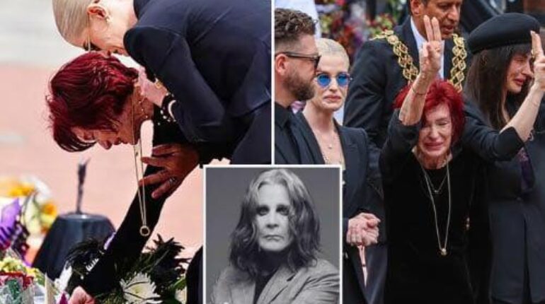 Birmingham tribute Black Sabbath legacy celebrity guests Elton John tribute global mourning heavy metal icon Metallica James Hetfield music history No Escape From Now documentary Ozzy Osbourne funeral Prince of Darkness farewell rock legend farewell Sharon Osbourne emotional tribute Yungblud reading 