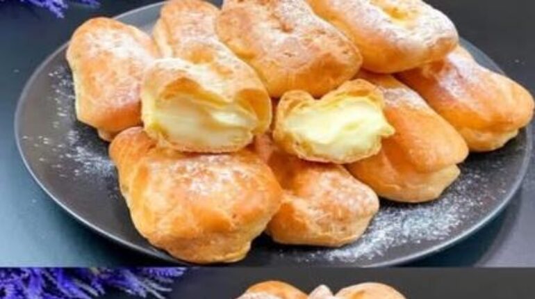 Baking chicago style homemade recipe éclairs festive pastry french desserts vanilla cream 