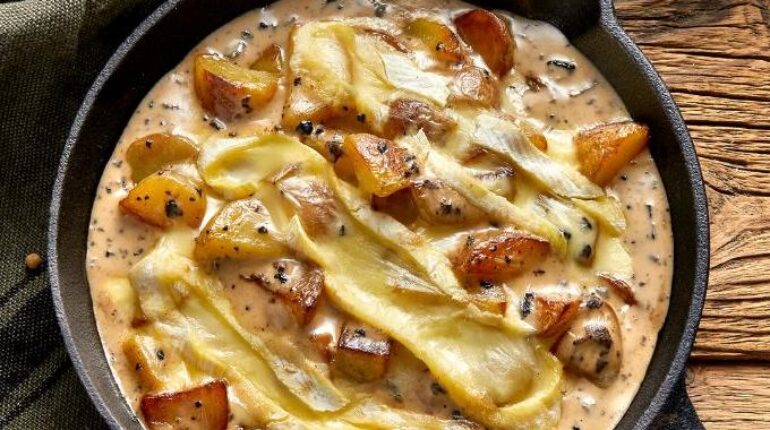 classic comfort food creamy baked cheesecake French Cuisine Tartiflette Truffle Winter Recipe 