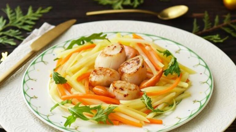 15-Minute Meals budget-friendly seafood meals Quick Recipes Seared Scallops Vegetable Julienne 