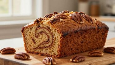 Southern American Recipe: this pecan bread that combines coffee cake, cinnamon roll, and Southern tradition in less than 15 minutes