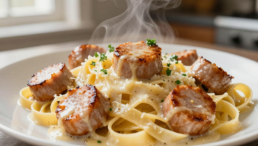 Creamy parmesan pasta and garlic sausage: the cooking water technique that changes everything