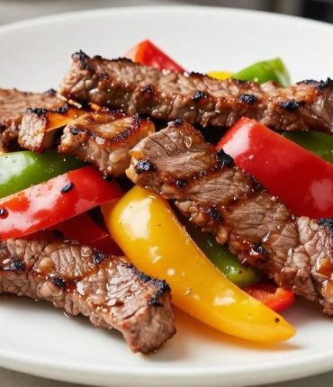 Grilled beef with peppers: 28g of protein per serving and 120% of vitamin C intake