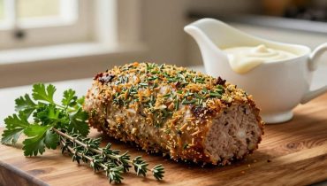 Beef meatloaf: the fresh herb crust and white sauce that transform this classic into a gastronomic dish