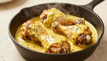 Mustard chicken drumsticks: a complete meal for 4 people at €2.80