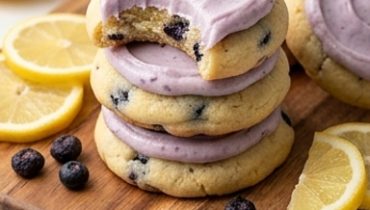 Soft Lemon Cookies & Blueberry Frosting Without Dyes