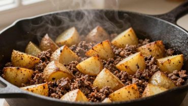 Hamburger Hash: the secret of boiled then sautéed potatoes for perfect crispness in a single pan