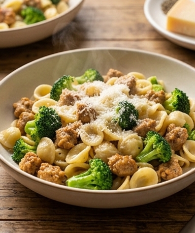 pates-a-la-saucisse-et-brocoli-le-diner-express-qu cover