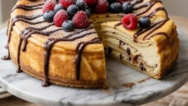 New York Cheesecake Filled with Crepes and Chocolate Ricotta