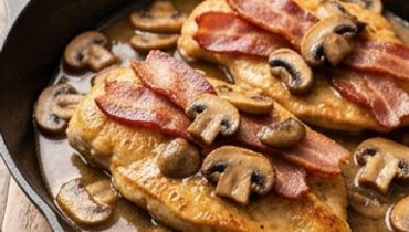 Turkey Bacon and Pan-Seared Mushroom Cutlets