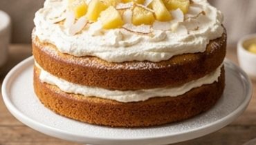 Ultra Moist Pineapple Cake with Homemade Whipped Cream