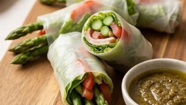 Spring Makis with Asparagus, Olive Sauce, and Espelette Pepper