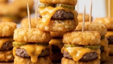 Mini Cheeseburgers on Tater Tots
