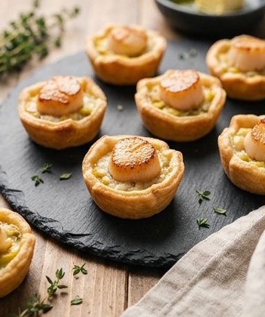 mini-tartelettes-poireaux-fondants-et-saint-jacque cover