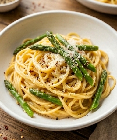 pates-aux-asperges-facon-carbonara-legere-la-sauce cover