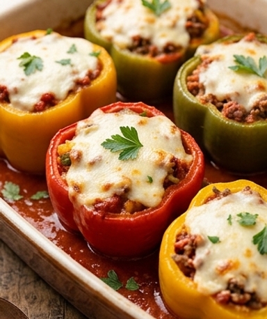 poivrons-farcis-au-b-uf-et-riz-gratines-mozzarella cover