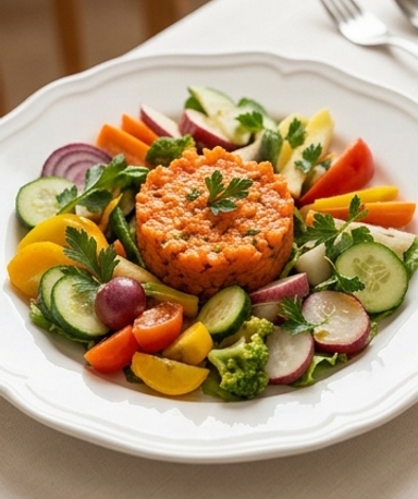 salade-de-legumes-et-tartare-de-carottes-facon-che cover