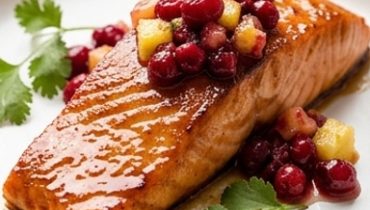 Maple Glazed Salmon and Cranberry-Pineapple Relish