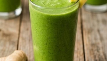 Detox Green Smoothie with Wild Grass, Banana, and Pineapple