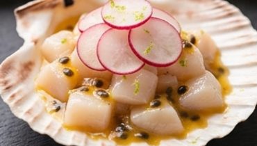 Scallop Tartare with Passion Fruit and Crunchy Radishes