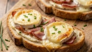 Melty Goat Cheese and Crispy Lardon Tartines