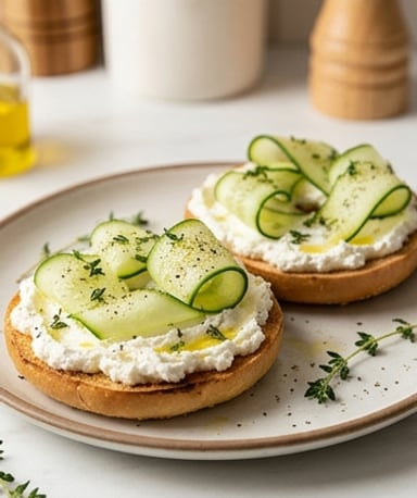 bagels-au-chevre-fouette-aux-herbes-et-concombre cover