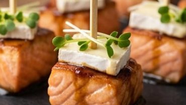 Soy-Caramelized Salmon Bites with Bresse Bleu