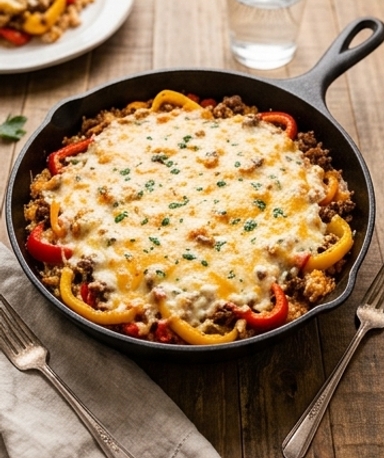 casserole-de-poivrons-farcis-au-b-uf-le-plat-uniqu cover