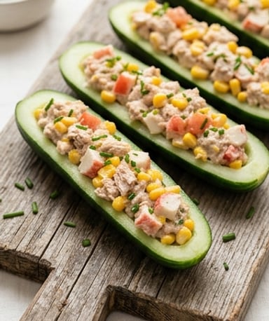 concombres-farcis-au-thon-surimi-et-mais cover