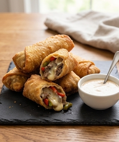 egg-rolls-philly-cheesesteak-croustillants-fondant cover