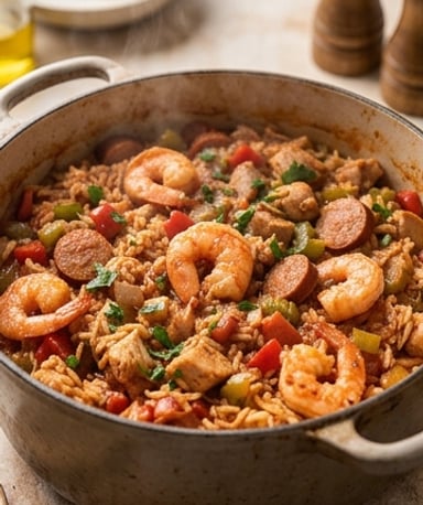 jambalaya-du-bayou-au-poulet-crevettes-et-saucisse cover