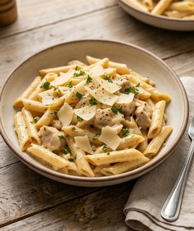 pates-cremeuses-au-poulet-ail-herbes-et-parmesan cover