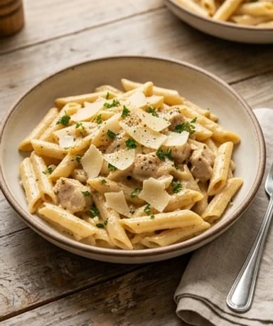 Creamy Chicken, Garlic, Herb and Parmesan Pasta
