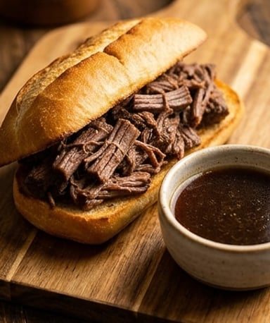 sandwich-french-dip-au-b-uf-effiloche-mijoteuse cover