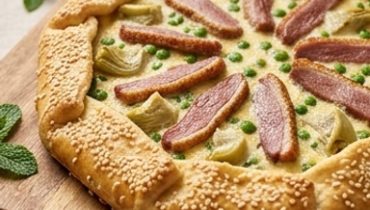 Rustic Duck, Pea, and Artichoke Tart
