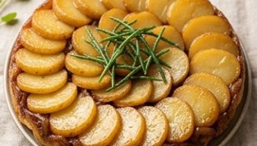 Noirmoutier New Potato Tatin, Caramelized Onions and Fresh Sea Beans
