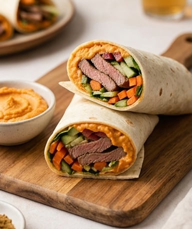 wrap-a-l-emince-de-noix-de-veau-houmous-de-lentill cover