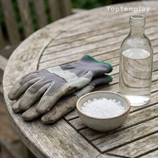 Gardening gloves, salt and vinegar for safe hammerhead worm pest control removal