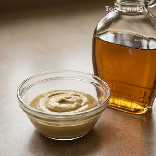 Dijon mustard and pure maple syrup ingredients for a savory beef glaze