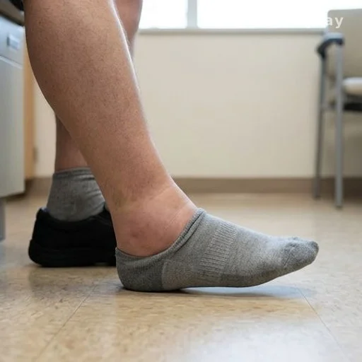 Swollen ankle and foot, a common early sign of fluid retention in kidney disease
