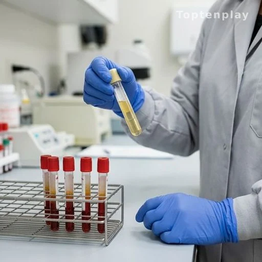 Medical urine and blood test samples used to assess kidney function