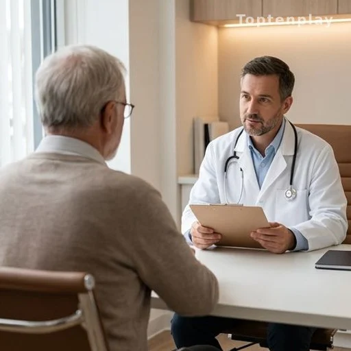 Older adult in medical consultation about nutrition and supplements