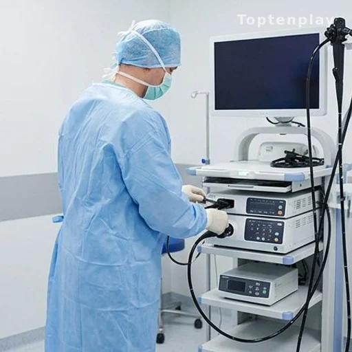 Colonoscopy suite prepared for a colon cancer screening procedure